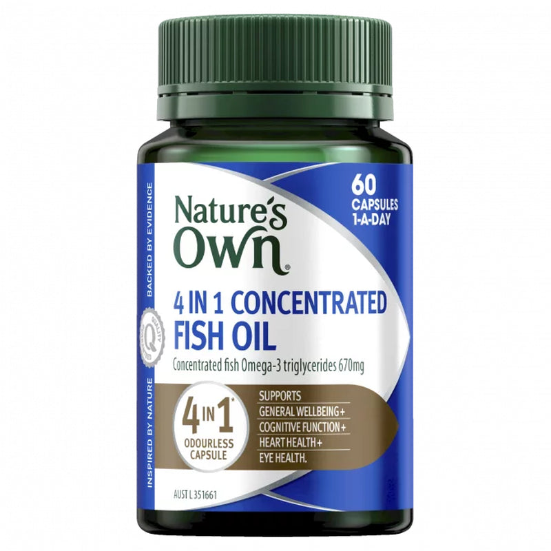 Nature'S Own 4 in 1 Concentrated Fish Oil Odourless 60 Capsules