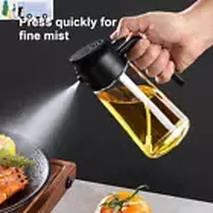 16Oz Olive Oil Dispenser Bottle 2 in 1 Sprayer Pourer Glass for Kitchen Cooking