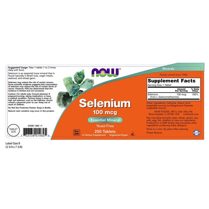 NOW Foods Selenium, 100 Mcg, 250 Tablets