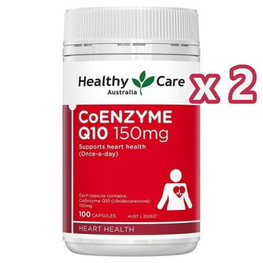 2 X Healthy Care Coenzyme Q10 150Mg 100 Capsules Healthycare COQ10 Heart Health