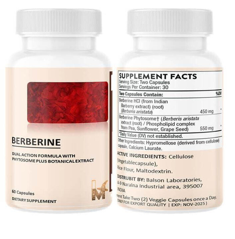 Premium Berberine HCL Extract 500Mg, Healthy Cholesterol, Anti-Inflammat