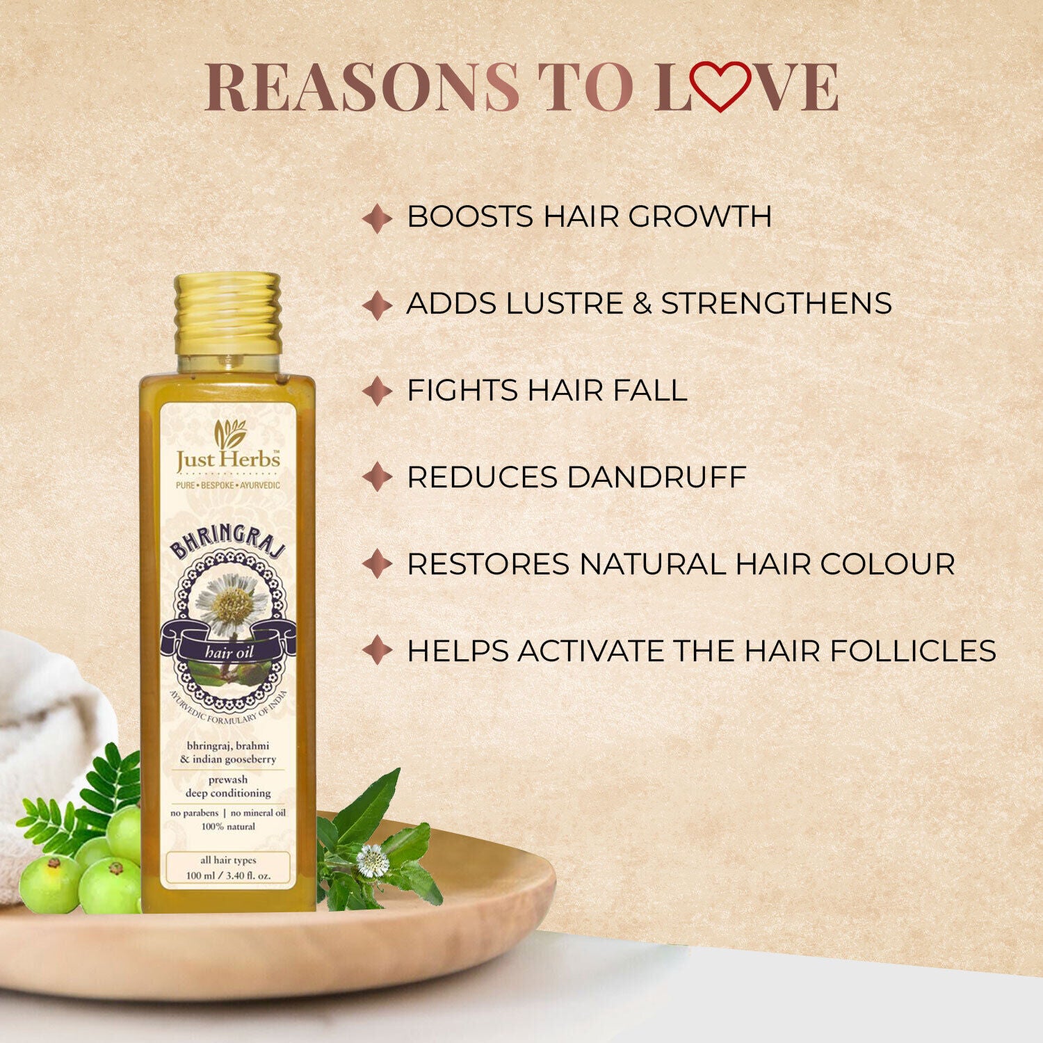 Just Herbs Bhringraj Hair Oil Ayurvedic for Hair Fall Control & Hair Growth