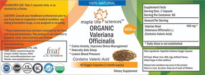 ORGANIC Valerian Root Capsules, Valeric Acid, Valeriana Officinalis