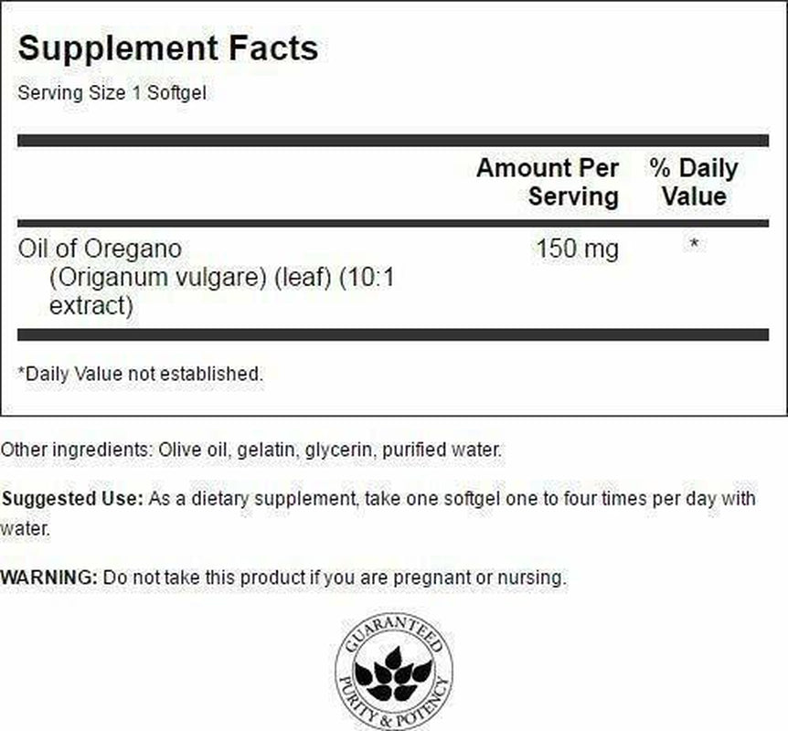 SWANSON Oregano Oil 10:1 Extract 120 Softgels