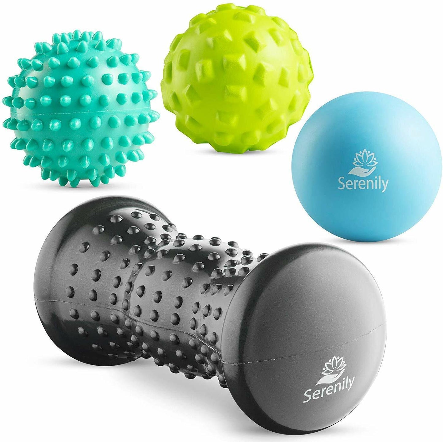 Massage Roller & Massage Balls Set, Back, Legs, Glute, Feet & Muscle Pain Relief