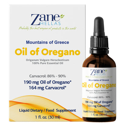 ZANE HELLAS Pure Greek Essential Oil of Oregano Oil. 2 Bottles 2 Fl.Oz-60Ml