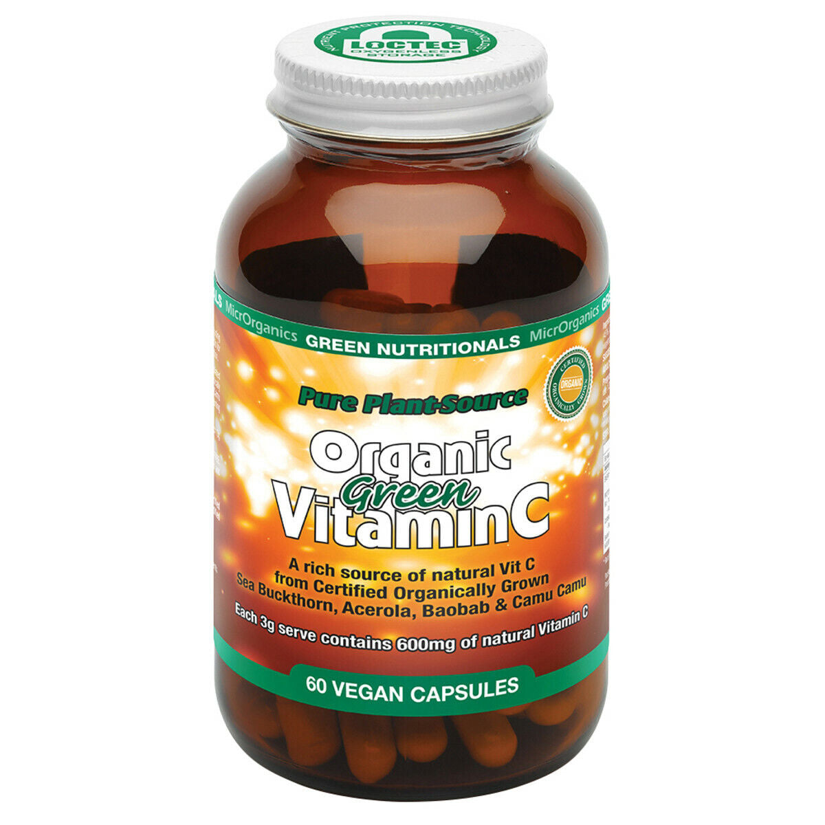 NEW Microrganics Green Nutritionals Organic Green Vitamin C 60 Capsules