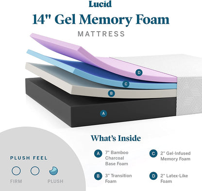 Plush Memory Foam Mattress – Bamboo Charcoal Foam –Twin Mattress – 