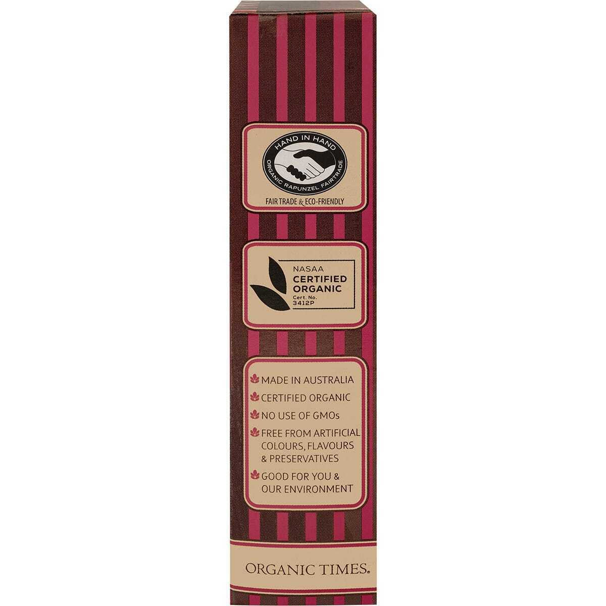 ORGANIC TIMES Dark Chocolate Raspberry Licorice 150G