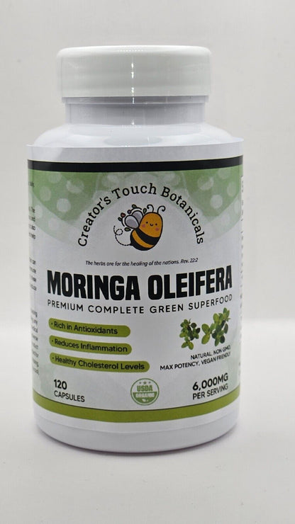 Moringa Organic, 120 Caps, 92 Nutrients & Minerals, Antioxidants. 6000Mg per Sev