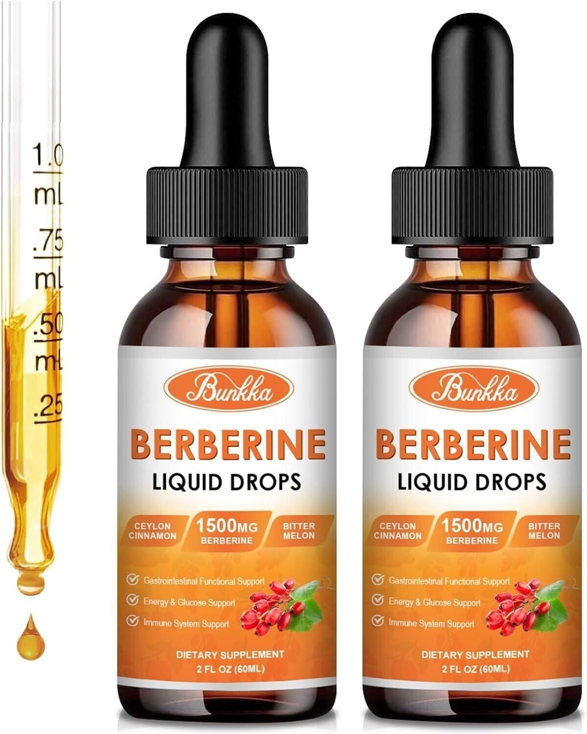 (2 Pack) Berberine Supplement, 1500Mg Organic Berberine Liquid Drops with Ceylon