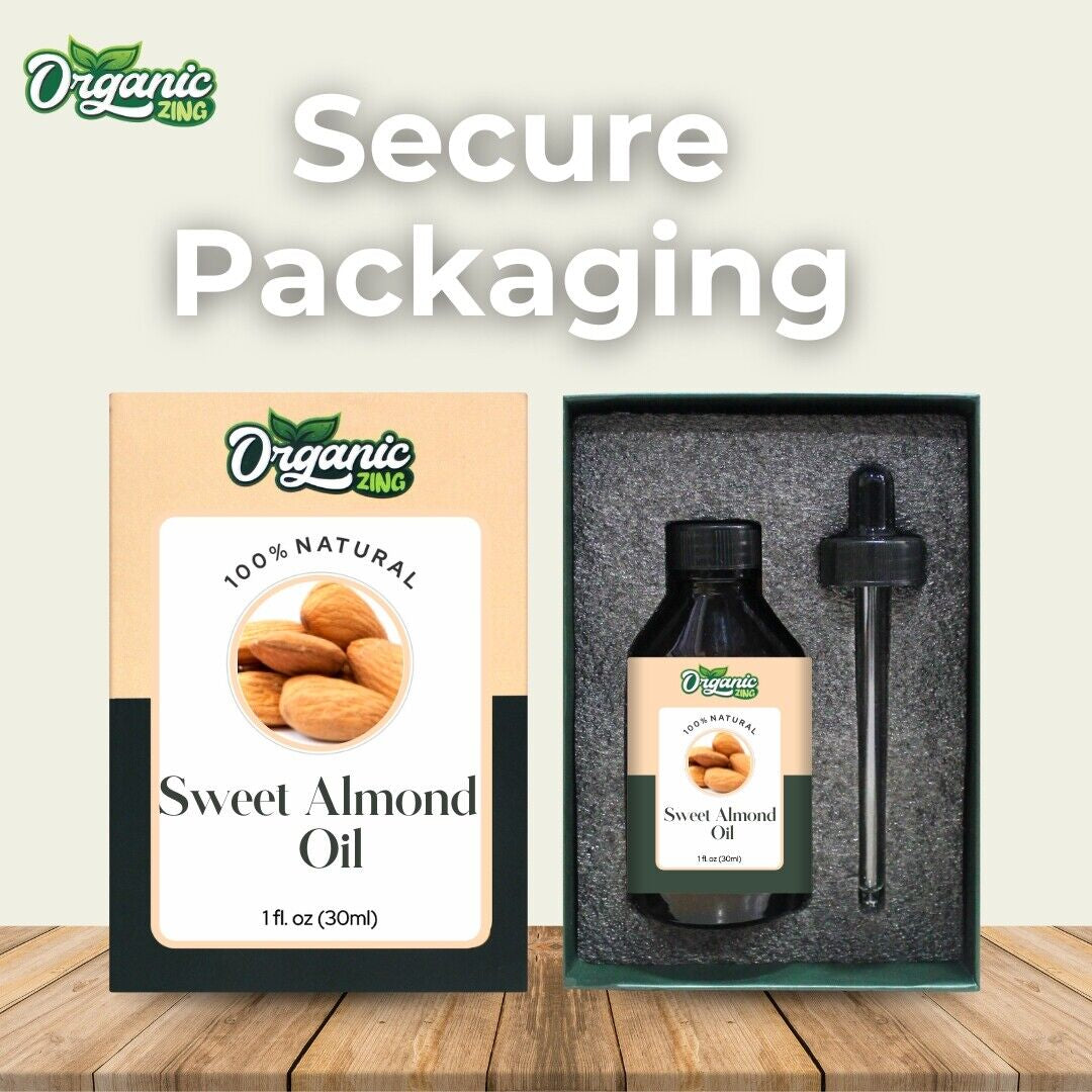 Organic Sweet Almond 100% Pure & Natural Carrier Oil - {30Ml/1.01 Fl Oz}.