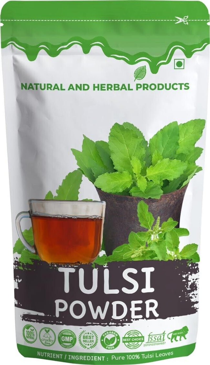 Organic & Natural Tulsi Leaf Leaves Holy Basil Vrinda Powder for Tea, Drinking