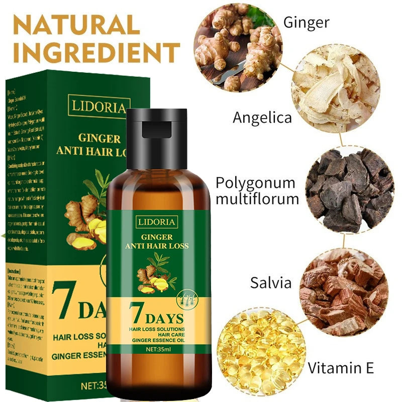 Ginger Hair Growth Products Fast Growing Hair Essential Oil Natural anti Hair Loss Prevent Hair Dry Frizzy Damaged Repair Care