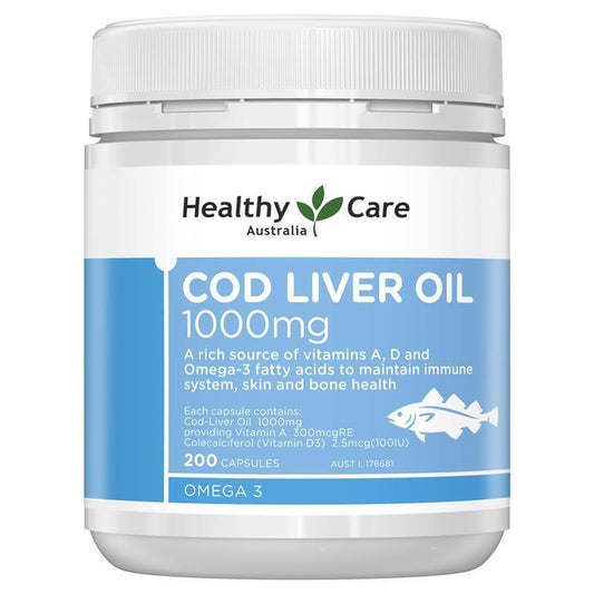 Healthy Care Cod Liver Oil 1000Mg 200 Softgel Capsules