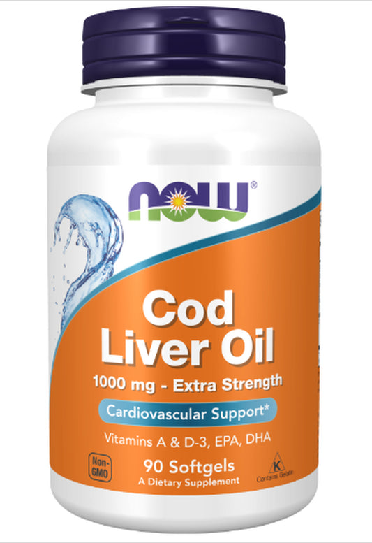 NOW Foods Cod Liver Oil Extra Strength, 1000 Mg, 90 Softgels