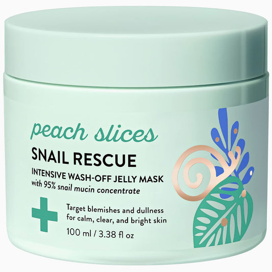 Peach Slices | Snail Rescue Intensive Treatment Wash-Off Face Mask | 95% Snail M