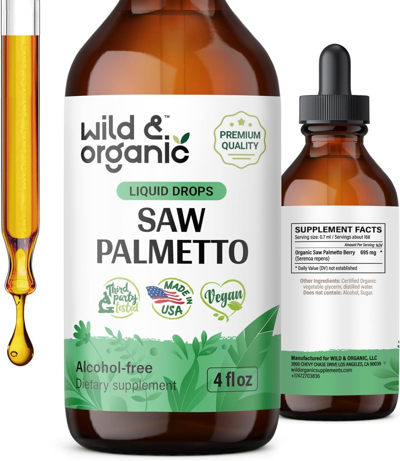 Saw Palmetto Liquid Extract Supplement for Men & Women - Organic Saw Palmetto Ti