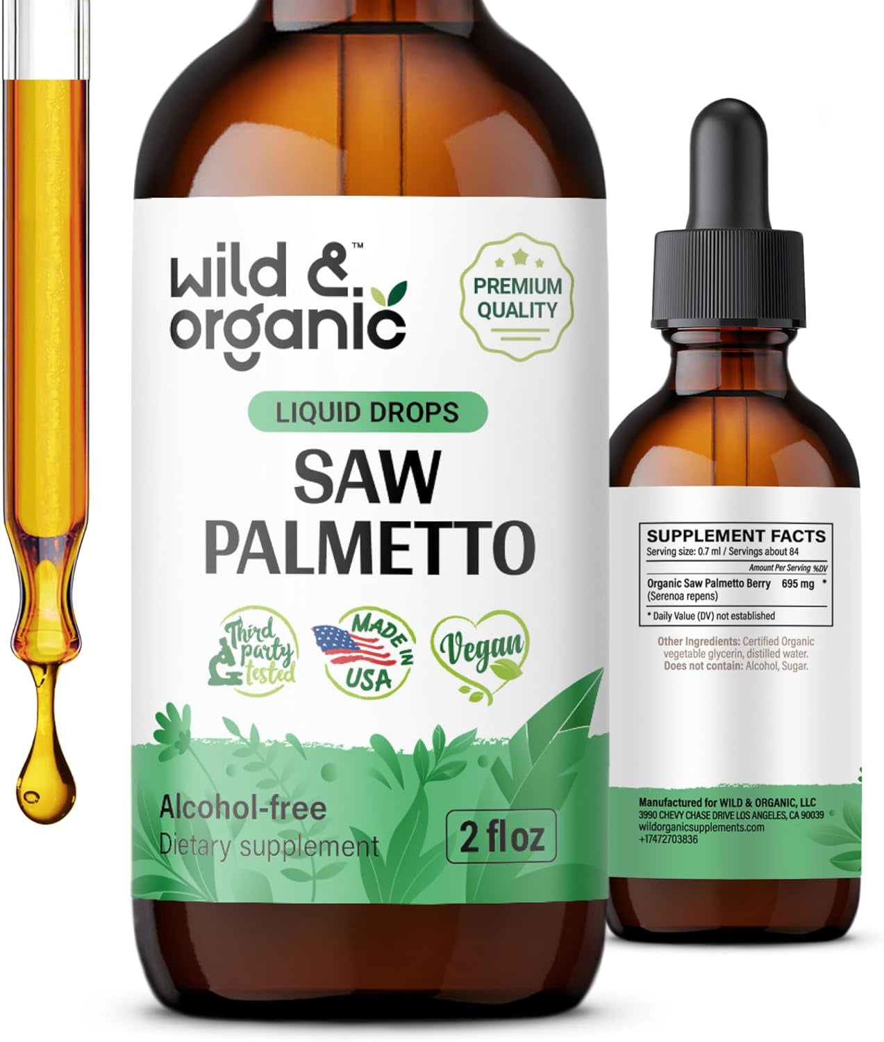 Saw Palmetto Liquid Extract Supplement for Men & Women - Organic Saw Palmetto Ti