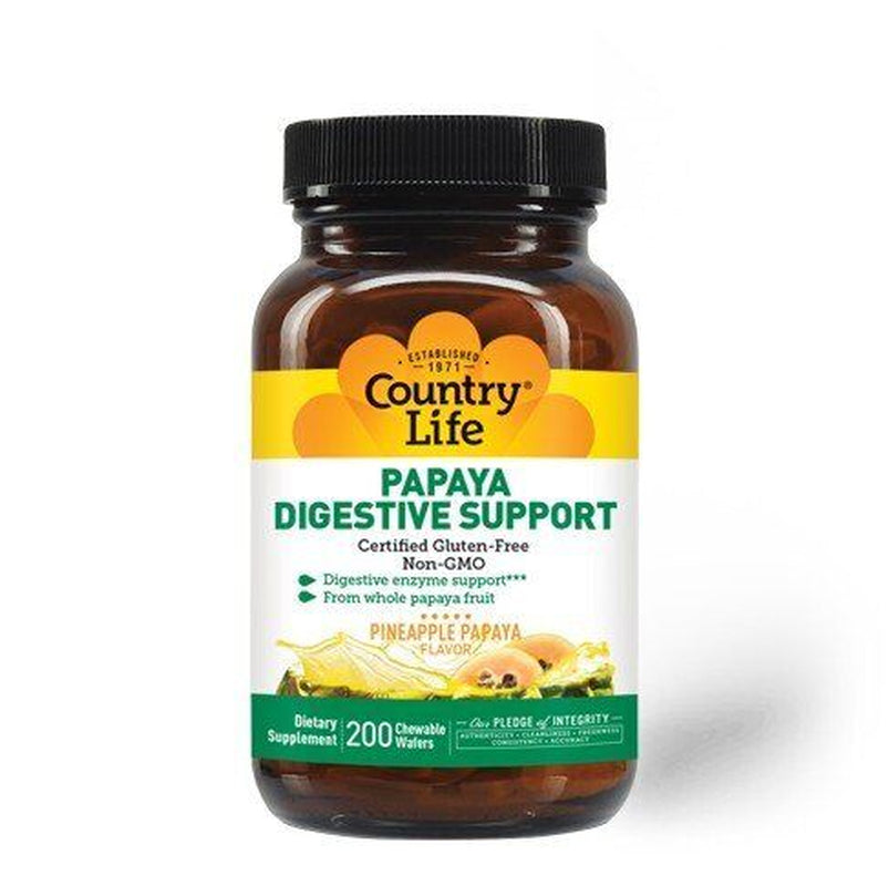 Country Life Papaya Digestive Support 200 Chewable Wafers