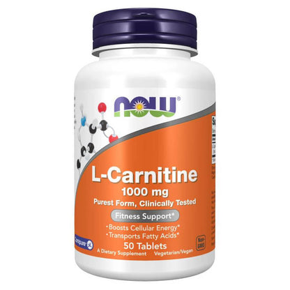 L-Carnitine 1000Mg NOW Purest Form for Fitness Support 50 Vegetarian Tablets