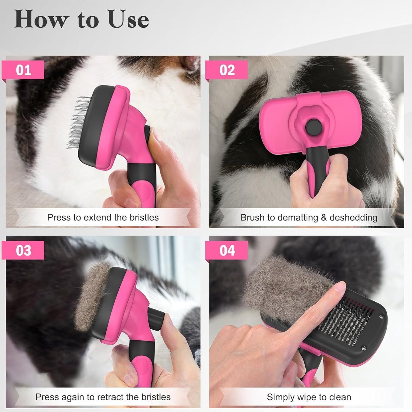 Swihauk Self Cleaning Slicker Brush for Dogs & Cats, Skin Friendly Grooming Cat