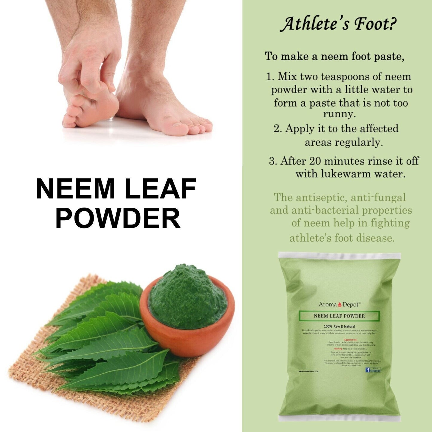 Neem Powder Dried Leaf 100% Pure & Natural Raw Vegan (Azadirachta Indica)