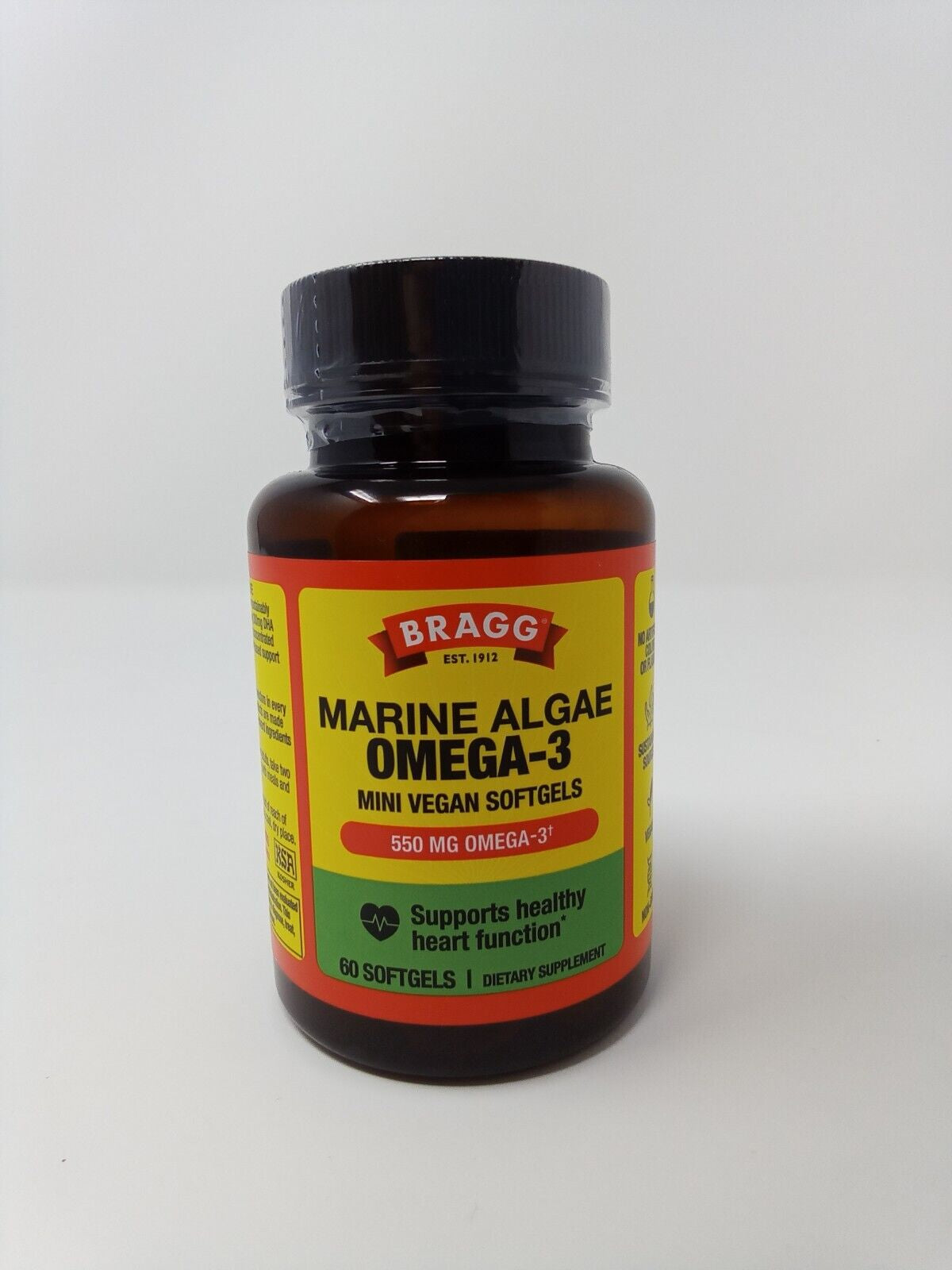 Bragg Marine Algae Omega-3. 60 Vegan Softgells. 550 Mg. Exp 10/24