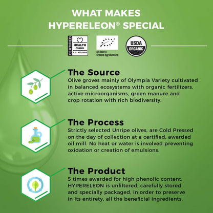 HYPERELEON ULTRA GOLD | Premium Olive Oil Rich in Polyphenols | 65 Awards 260Ml