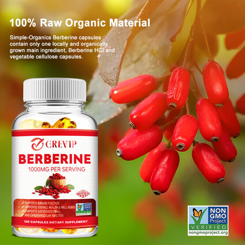 Berberine 1000Mg - Heart & Cardiovascular Health,Lower Blood Sugar & Cholesterol