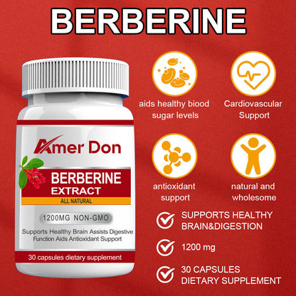 Berberine Supplement 1200Mg - Heart Health Support High Absorption - 30 Servings