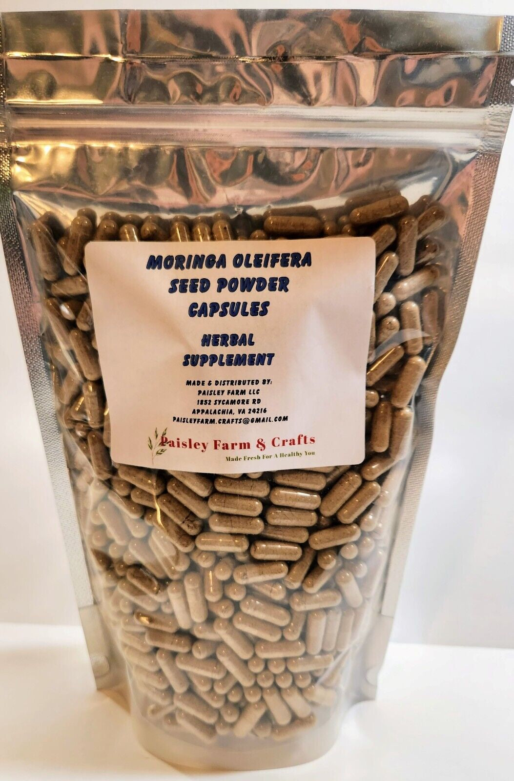 Moringa Seed Powder Capsules - Non GMO - Made Fresh on Demand!