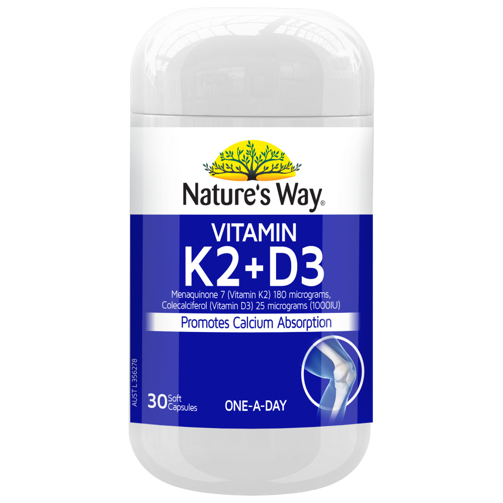 Nature'S Way Vitamin K2 + D3 30 Capsules Promotes Calcium Absorption Bone Health