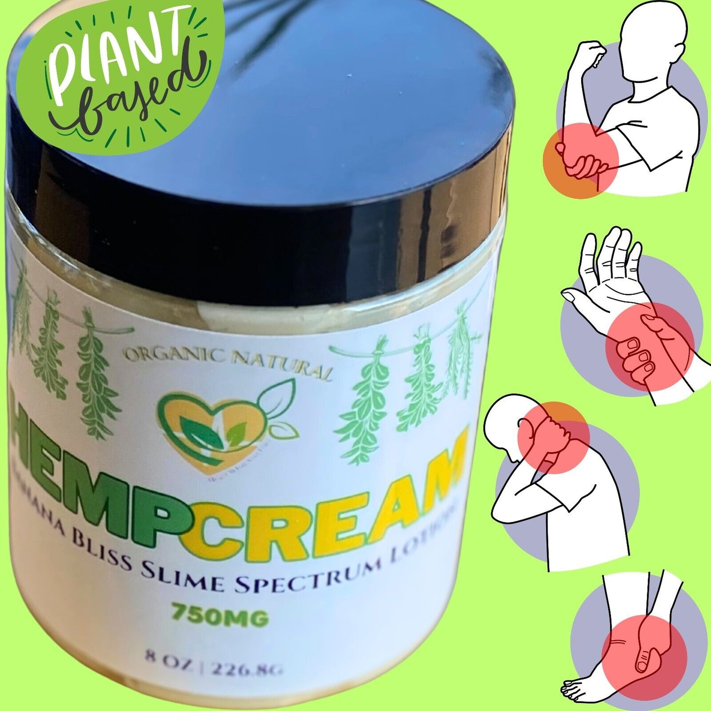 Hemp Pain Cream Natural Relief Organic Balm Skincare Lotion Ointment for Aches