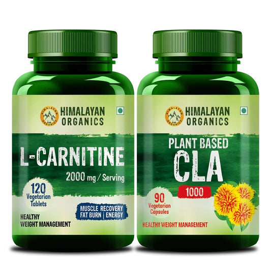 Combo Organic L Carnitine 2000 Mgtablets CLA 1000 Fat Burn Capsules Pack of 2