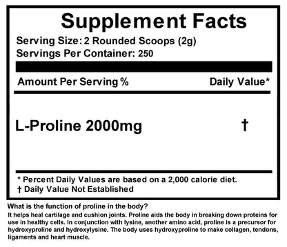 L-Proline Powder 17.63 OZ (1.1Lb) USP Pharmaceutical by FDC Nutrition