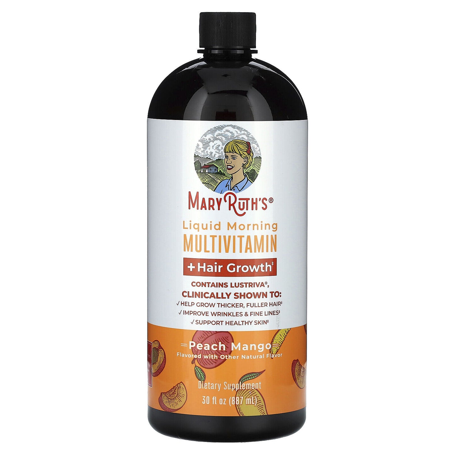 Liquid Morning Multivitamin + Hair Growth , Peach Mango, 30 Fl Oz (887 Ml)