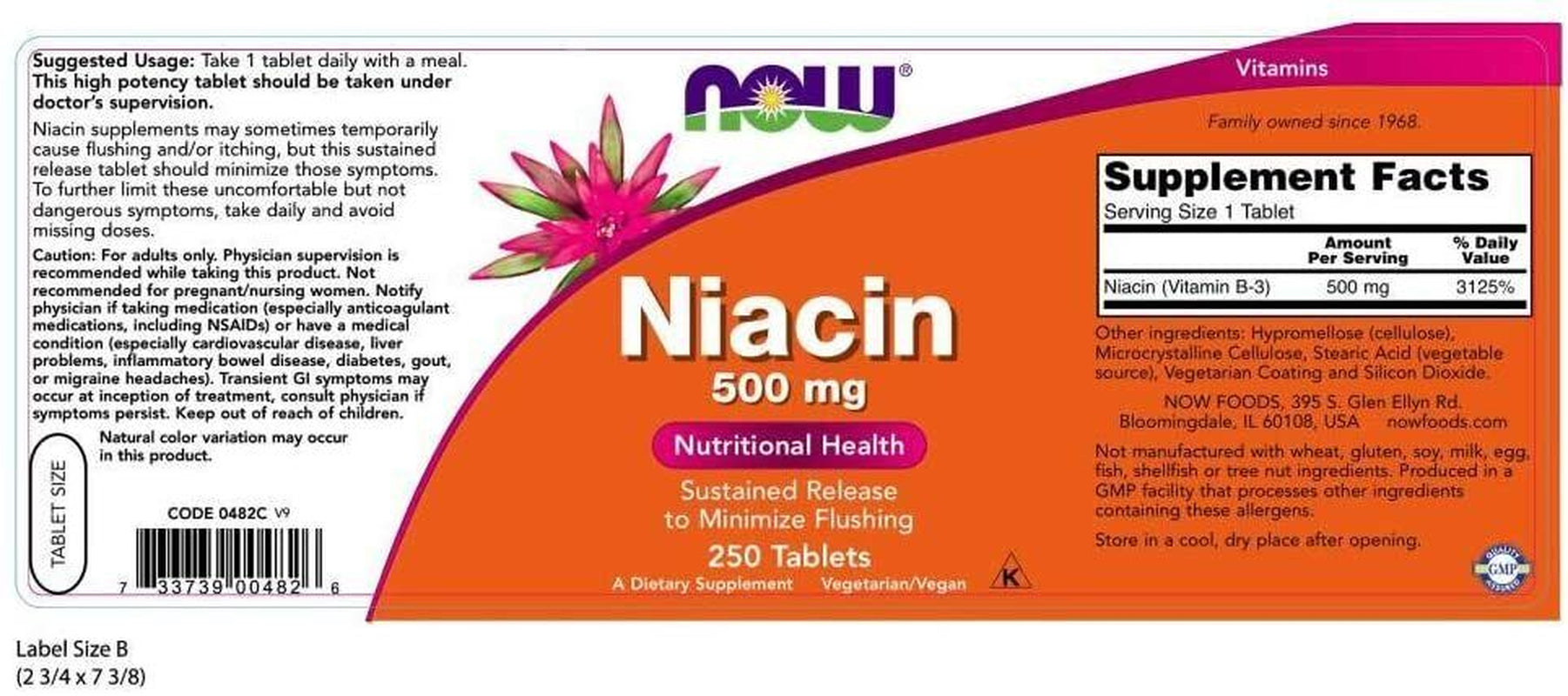 Niacin 500Mg (Vitamin B3) 250 Tablets