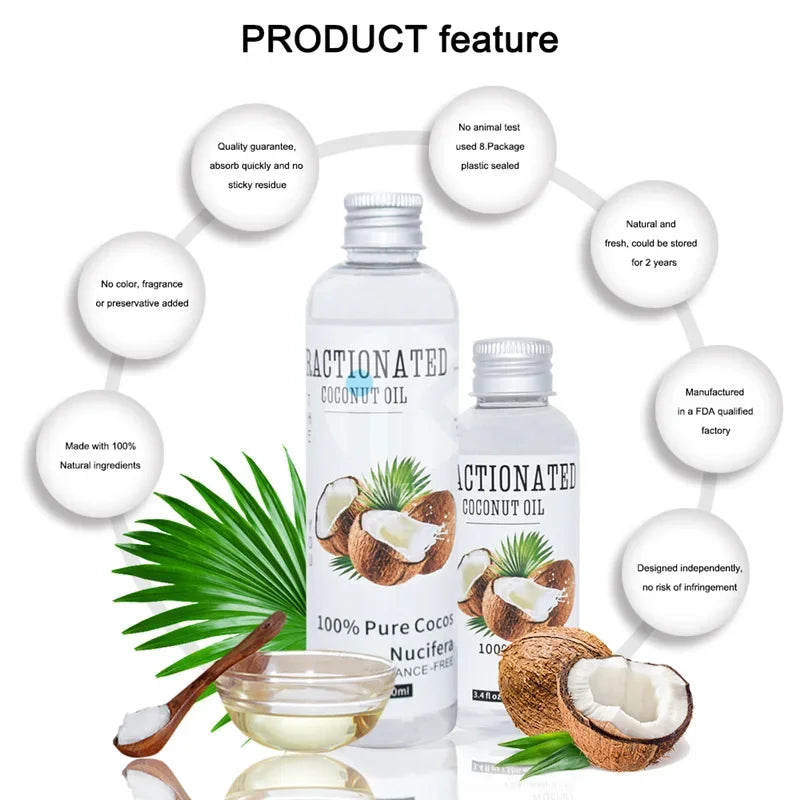 Natural Organic Coconut Oil 100% Organic Castor Oil Moisturizing Deep Relaxation Body Face Massage Essential Oil Skin Care 100Ml