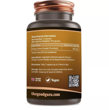 The Good Guru Chaga Mushroom Extract - Immune Function, Blood Pressure