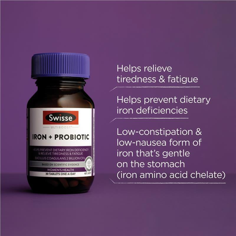 Swisse Iron + Probiotic 30 Tablets