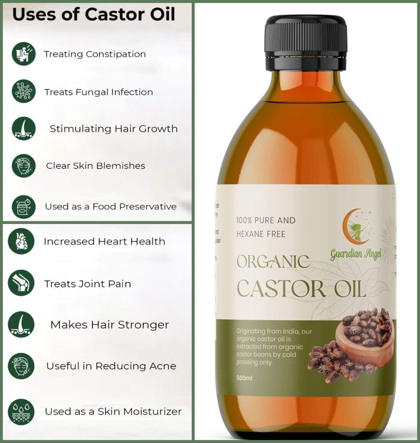 Organic Castor Oil - Cold Pressed, Ethically Sourced and Hexane Free