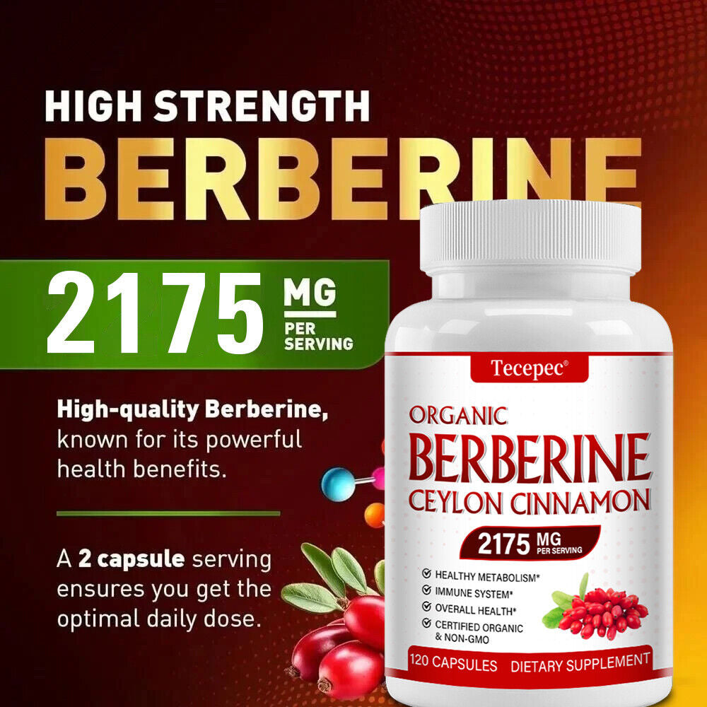 Premium Berberine 2175Mg plus Organic Ceylon Cinnamon - Heart Health & Immune