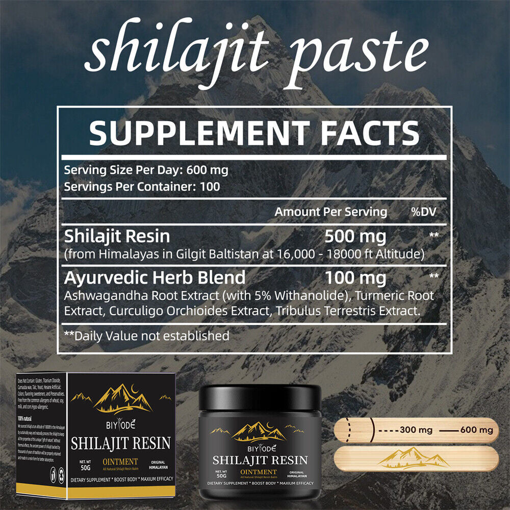 Pure 100% Himalayan Shilajit Organic Soft Resin Extremely Potent Fulvic Acid 50G