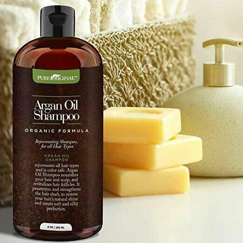 Pure Original Organic Argan Oil Shampoo; Smooths and Conditions Hair 8 Oz.