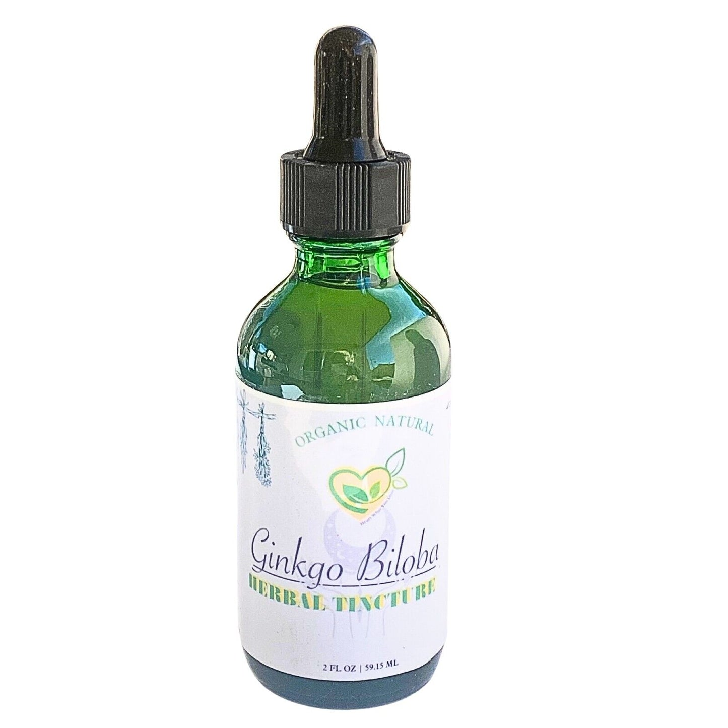 Ginkgo Biloba Tincture Organic Liquid Herbal Drops 2 OZ Cognitive Extract Bottle