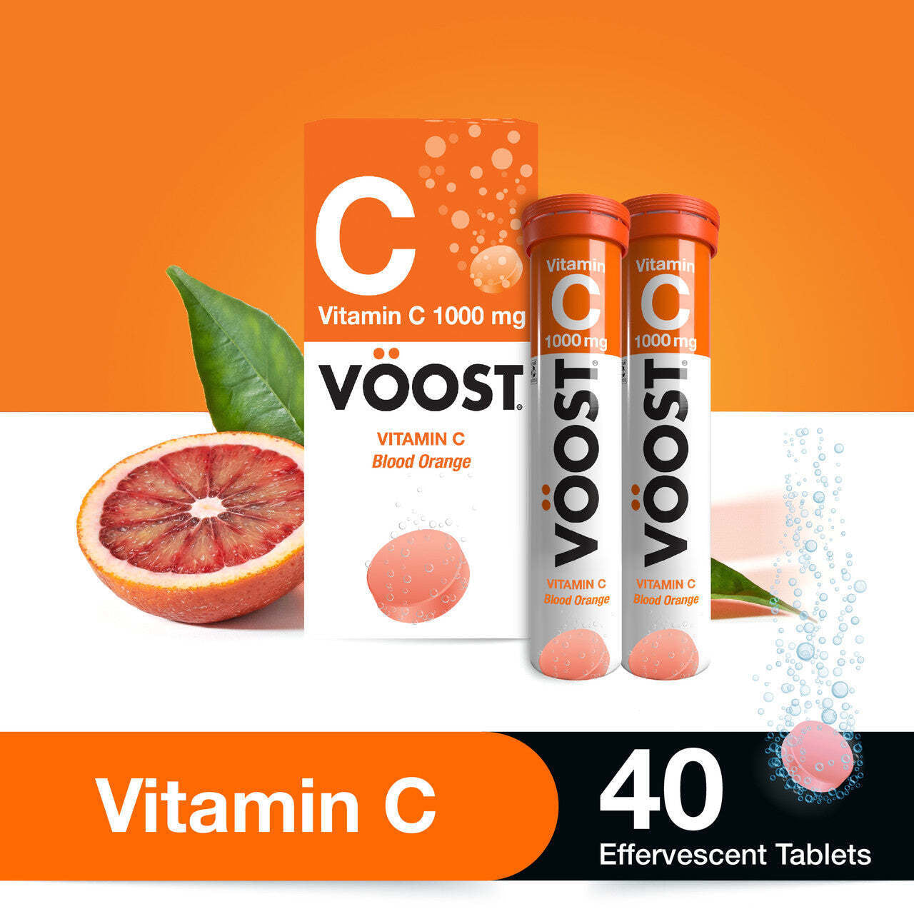 VÖOST Vitamin C Blood Orange Effervescent Tablets 40 Pack