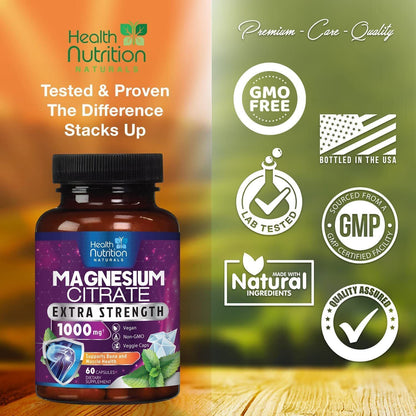 Magnesium Citrate Capsules 1000Mg per Serving - Highest Potency Capsules