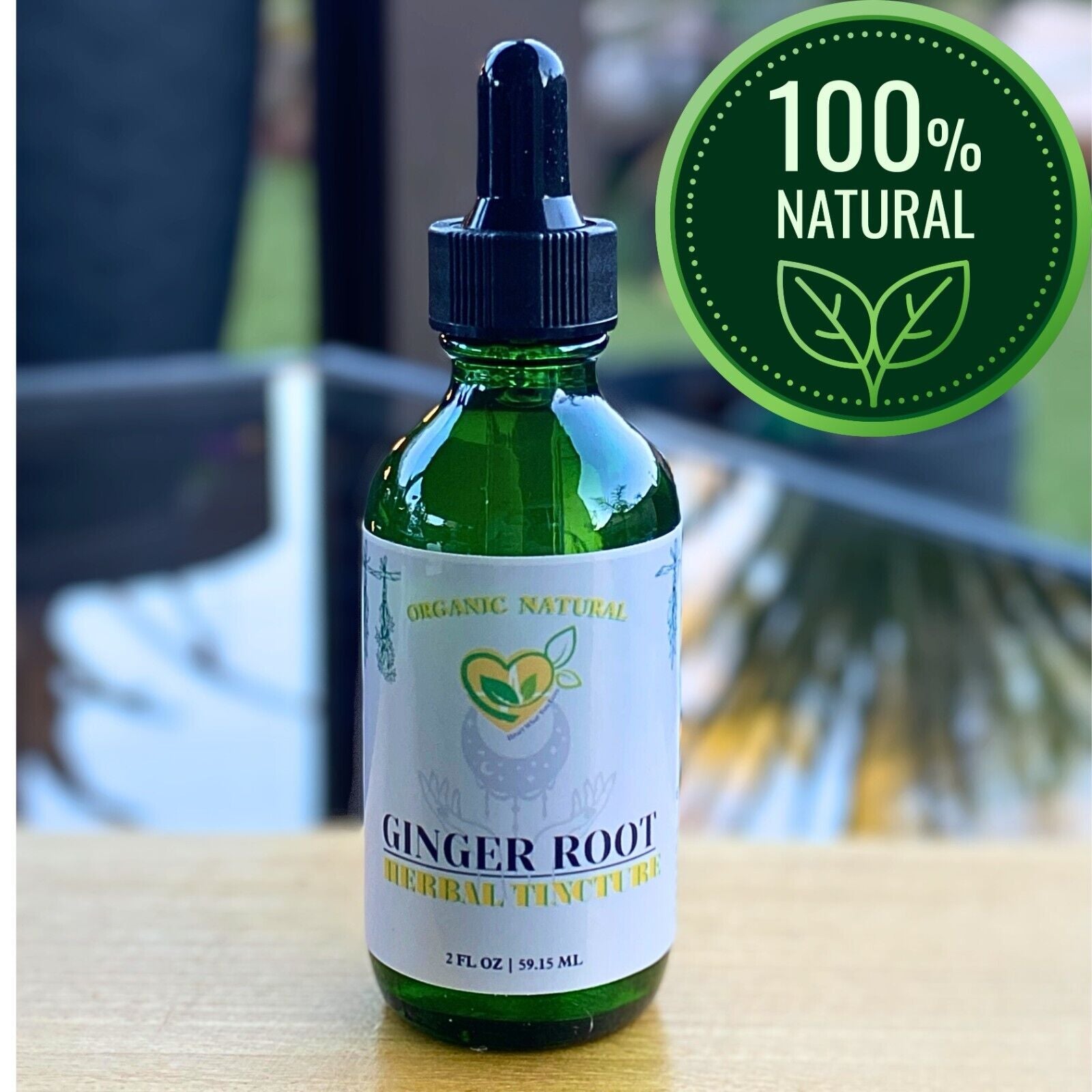 Ginger Root Tincture Organic Liquid Herbal Drops 2 FL OZ Natural Nausea Relief