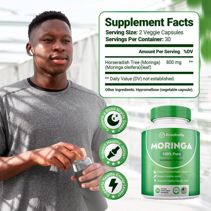 Rosabella Moringa Capsules for Immune Support, Gut Health & Vitamins